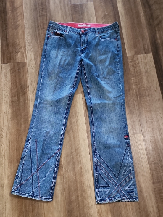 Pepe Jeans Denim - Pepe Jeans London Low Rise Embroidered Hem Y2K Denim Jeans